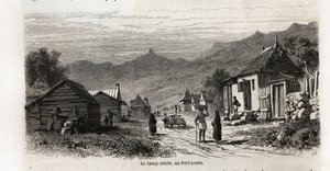O crioulo do campo, em Port Louis, desenho de Karl Girardet (1813-1871), para ilustrar a estadia de Alfred Verney na Maurícia, em 1861. Gravura em "Le tour du monde", editado por Edouard Charton de Karl Girardet