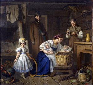A enfermeira visitou seu filho doente par Wenig, Karl Bogdanovich (1830-1908) de Karl Gottlieb Wenig