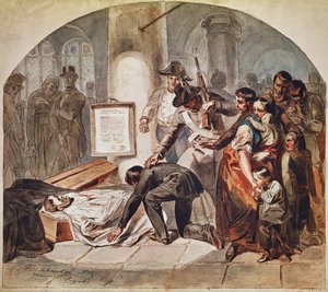 Enterro do democrático Robert Blum atirar em outubro de 1848 em Viena de Karl Hermann Schmolze