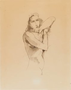 Nu feminino com o braço esquerdo levantado de Karl Hofer