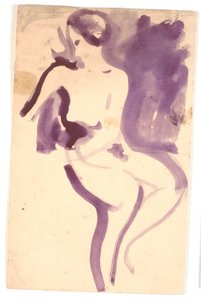 Modelo feminino nua e sentada