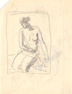 Sentado modelo feminino nu