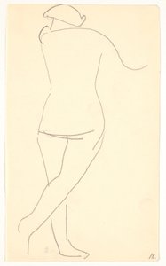 Modelo em pé, visto por trás de Karl Isakson