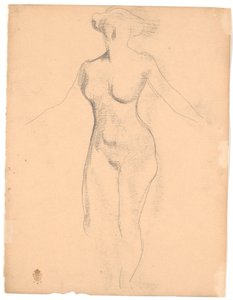 Modelo feminino nu em pé visto de cima