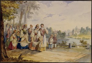 Camponesas russas com vestido de festa, 1845
