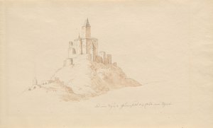 O antigo Castelo de Gutenfels perto de Kaub no Reno de Karl Julius Von Leypold
