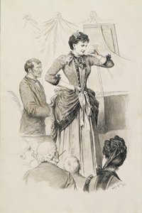 Tipos vienenses: A cantora Fräulein Hornischer e a sua pianista em frente de uma audiência de Karl Karger