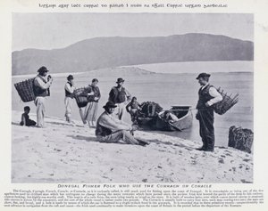 Donegal Fisher Folk que usa o Curragh ou Coracle (foto a p/b)