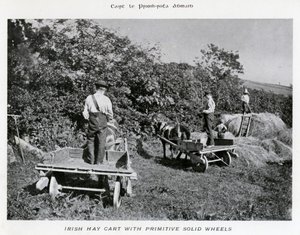 Carrinho de Feno Irlandês com Rodas Sólidas Primitivas (foto a p/b)