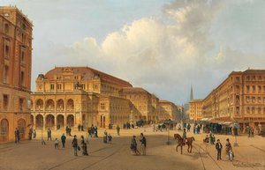 Vista da Ópera Estatal de Viena, 1880.