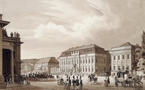 Unter Den Linden, Berlim, c.1840 (aguarela) de Karl Loeillot de Mars