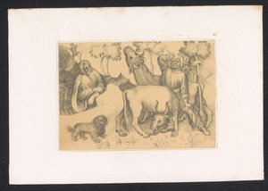 Paulus van Thebe é conhecido com dois ossens Desenhos e estudos de um mestre holandês do século XV. Século. Baseado nos originais mantidos na Biblioteca Real de Berlim (título da série)
