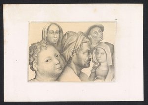 Figuras Vijf Desenhos e estudos de um mestre holandês do século XV. Século. Baseado nos originais mantidos na Biblioteca Real de Berlim (título da série)