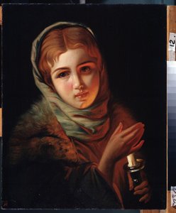 ""A nomeação perdida"" Jovem de origem da classe trabalhadora com uma expressão desapontada. Pintura de Pavel Alexandrovich Briullov (Bryullov) (1840-1914) Museu de Arte do Estado, Irkutsk de Karl Pavlovich Bryullov