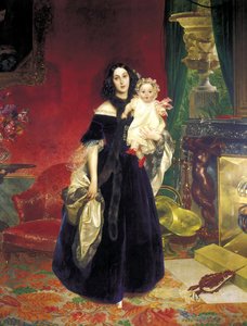 Maria Arkadyevna Stolypina Beck 1819-1889 com sua filha, 1840. de Karl Pavlovich Bryullov
