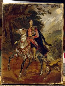 Retrato do Conde Anatole Nikolaievich Demidov (Demidoff), primeiro príncipe de San Donato (1812-1870). Pintura de Karl Pavlovich Briullov (Bryullov) (1799-1852), óleo sobre tela, por volta de 1831. Arte russa de Karl Pavlovich Bryullov