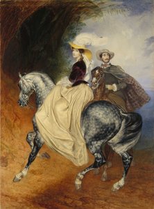 Os cavaleiros. Retrato de Eugeny e Emily Mussard, 1849 de Karl Pavlovich Bryullov