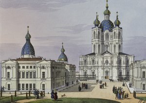 O convento Smolny da ressurreição em São Petersburgo, primeira metade do século XIX.