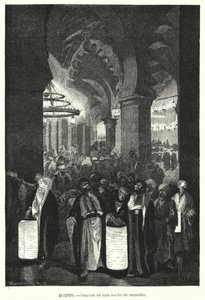 Orações da noite durante o Ramadão, Egipto (litho) de Karl Wilhelm Gentz