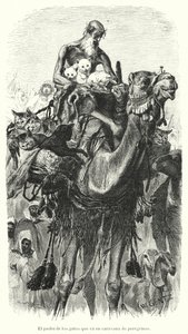 Guardião de gatos viajando com uma caravana de peregrinos (litho) de Karl Wilhelm Gentz