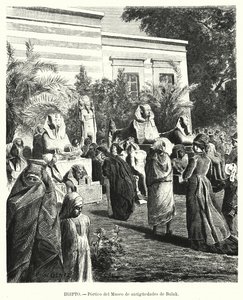 Pórtico do Museu Egípcio de Antiguidades, Bulaq, Cairo, Egito (litho) de Karl Wilhelm Gentz