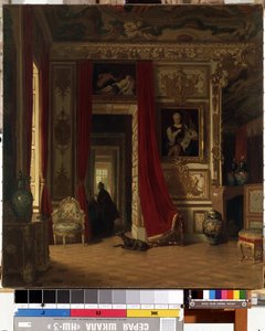 Interior. Pintura de Karl Zimmermann (1796-1820). Óleo sobre tela, 83 x 77 cm. Arte alemã do século XIX. Museu Estadual de Arte M.K. Ciurlionis, Kaunas (Lituânia). de Karl Zimmermann