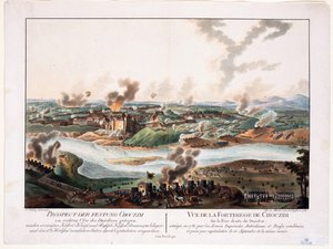 O cerco de Khotyn (Chocim, Chotyn, Hotin, Choczim ou Khotine, Ucrânia) em 1788 - Schuetz, Carl (1745-1800) - 1788 - Gravura em cobre, aguarela - 36,6x48,3 - Colecção Privada de Karl von (after) Schutz