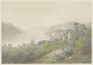 Vista do parque de Bellagio, no Lago Como de Karoly Lajos Libay