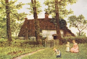 Uma casa de campo em Surrey (litografia a cores) de Kate (after) Greenaway