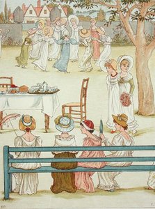 Uma festa de jardim (cor litho) de Kate (after) Greenaway