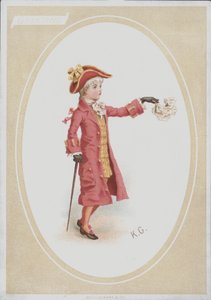 Rapaz de fato vermelho, lenço ondulado (cor litho) de Kate (after) Greenaway
