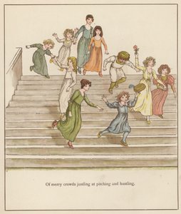 Kate Greenaway ilustração para The Pied Piper of Hamelin por Robert Browning (cor litho)