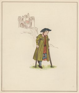 Ilustração de Kate Greenaway para The Pied Piper of Hamelin por Robert Browning (lito colorido) de Kate (after) Greenaway