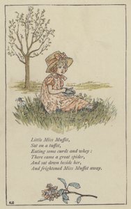 Pequena Miss Muffet (cor litho) de Kate (after) Greenaway