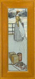 À espera do Dartmouth Ferry, c.1910 (giz sobre papel azul) de Kate Blackmore