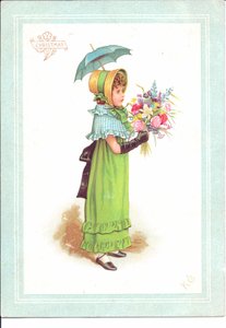 Um cartão vitoriano de crianças em traje fantasia dançando, c.1880