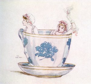 "Uma calma numa chávena de chá" por Kate Greenaway de Kate Greenaway