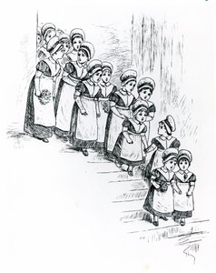 Crianças caridosas, c.1880 (gravura) de Kate Greenaway