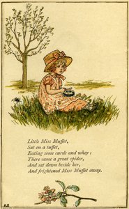 A pequena Miss Muffet ilustrada de Kate Greenaway