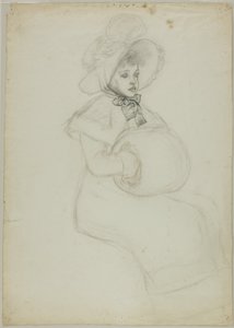 Rapariga sentada com abafador de Kate Greenaway