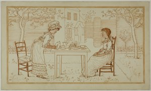 Festa do chá para dois ao ar livre de Kate Greenaway