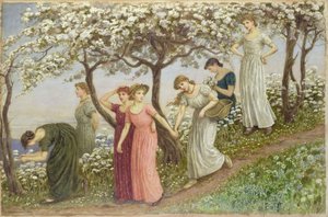 Através das Flores Brancas, 1891 (wc) de Kate Greenaway