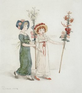 Duas crianças com bastões de Kate Greenaway