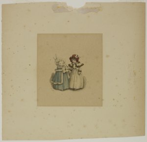 Duas garotinhas com casacos de pele de Kate Greenaway