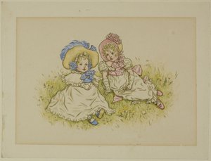 Duas meninas com gorros de Kate Greenaway