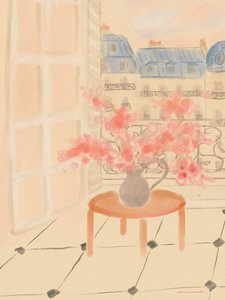 Flores de cerejeira num apartamento parisiense de Katharina Puritscher