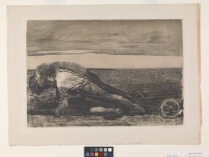 Die Pflüger (Os Plowmen) (gravura e aquatint on chine collé) de Käthe Kollwitz