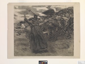 Losbruch (Outbreak) (água-forte e água-forte de terra macia) de Käthe Kollwitz
