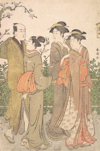 Um Grupo de Três Mulheres acompanhadas por uma Manservant, 1780-1795. de Katsukawa Shuncho