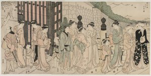 Mil outonos, dez mil anos na ponte Tokiwa, início dos anos 1790. de Katsukawa Shuncho